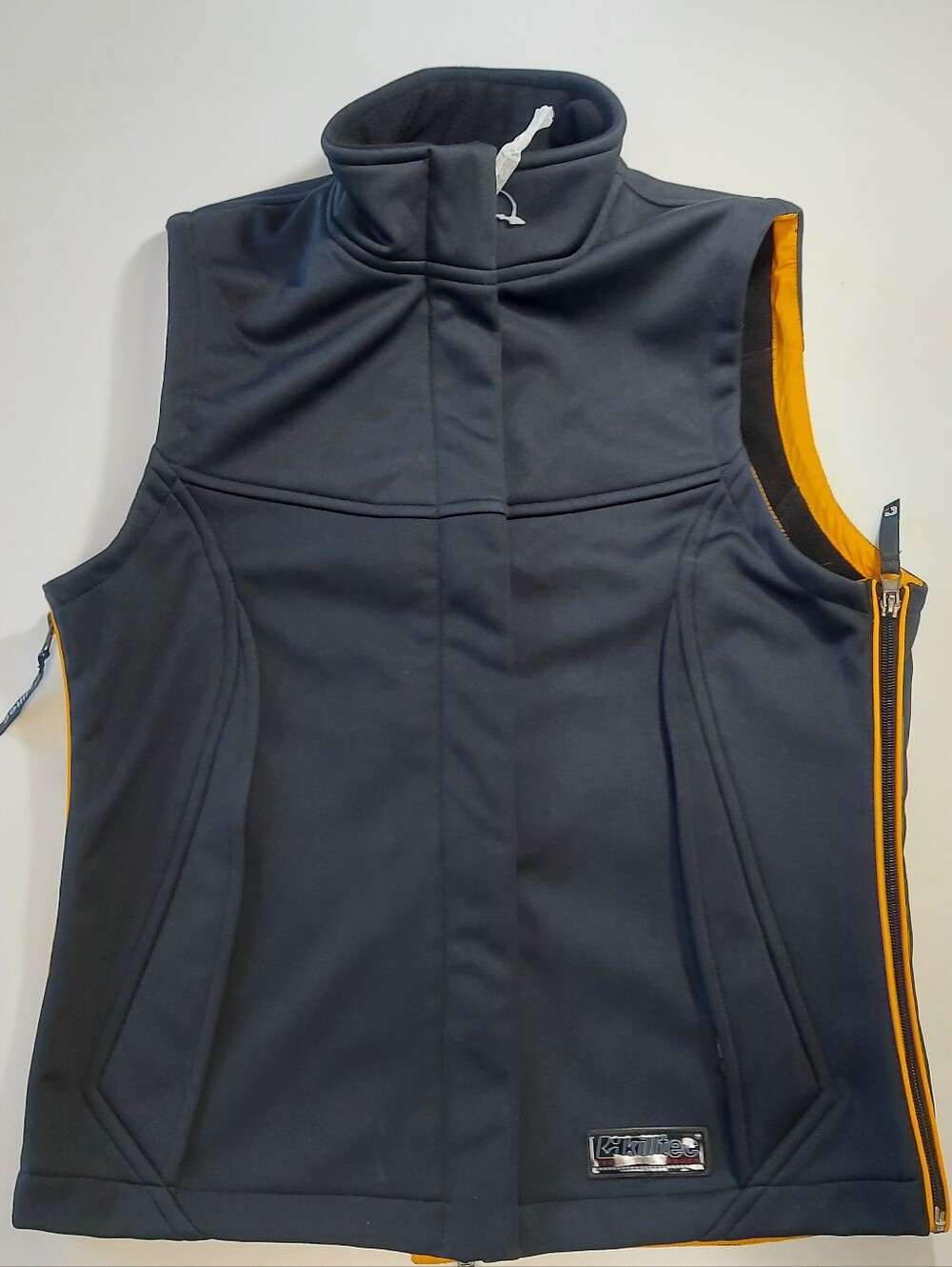 NWOT Killtec Technical Outdoor Fleece Lined Black Yellow Vest, 8